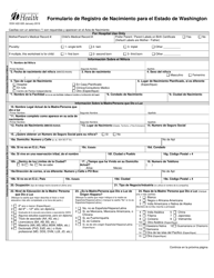 Document preview: DOH Formulario 422-020 Formulario De Registro De Nacimiento Para El Estado De Washington - Washington (Spanish)