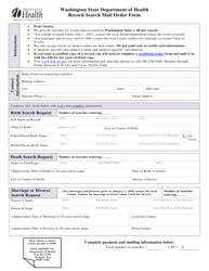 Document preview: DOH Form 422-119 Record Search Mail Order Form - Washington