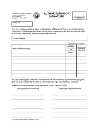 Document preview: Form F100-500-000 Authorization of Signature - Washington