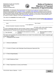 Document preview: Form F100-516-000 Notice of Contest or Objection to Proposed Standards of Apprenticeship - Washington