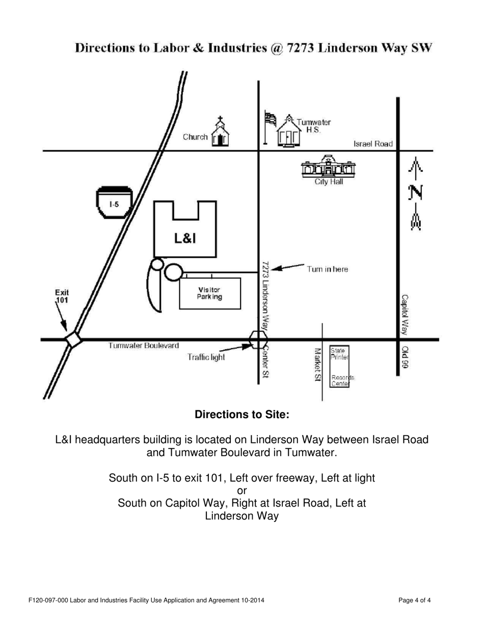 Form F120-097-000 Labor and Industries Facility Use Application and Agreement for Government Agencies - Washington, Page 4