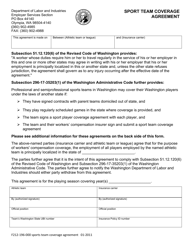 Document preview: Form F212-196-000 Sport Team Coverage Agreement - Washington