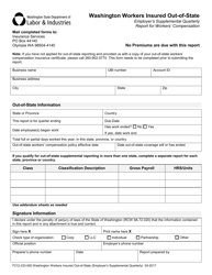 Form F212-233-000 Washington Workers Insured Out-of-State: Employer&#039;s Supplemental Quarterly Report for Workers&#039; Compensation - Washington