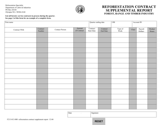 Form F213-013-000 Reforestation Contract Supplemental Report - Forest, Range and Timber Industry - Washington