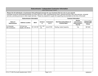 Form F213-177-000 Pre - Audit Questionnaire - Washington, Page 3