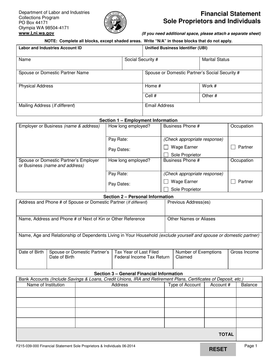 Form F215-039-000 - Fill Out, Sign Online and Download Fillable PDF ...