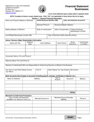 Form F215-040-000 Financial Statement Businesses - Washington