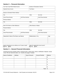 Form F215-042-000 Financial Statement - Sole Proprietor and Individuals - Washington, Page 3