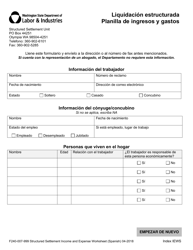 Formulario F240-007-999 Liquidacion Estructurada Planilla De Ingresos Y Gastos - Washington (Spanish)