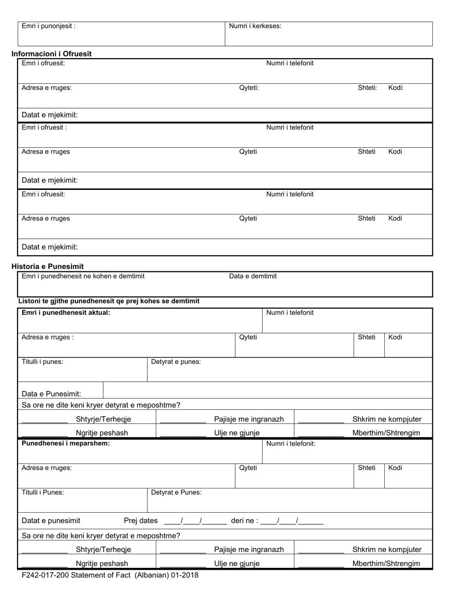 Form F242-017-200 Statement of Facts - Washington (Albanian), Page 2