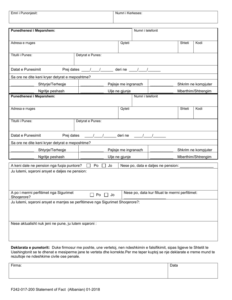 Form F242-017-200 Statement of Facts - Washington (Albanian), Page 3