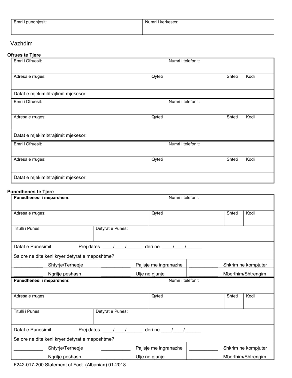 Form F242-017-200 Statement of Facts - Washington (Albanian), Page 4