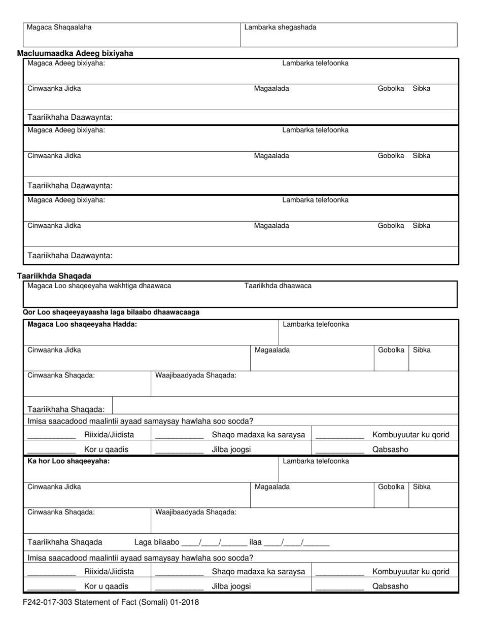 Form F242-017-303 Statement of Facts - Washington (Somali), Page 2