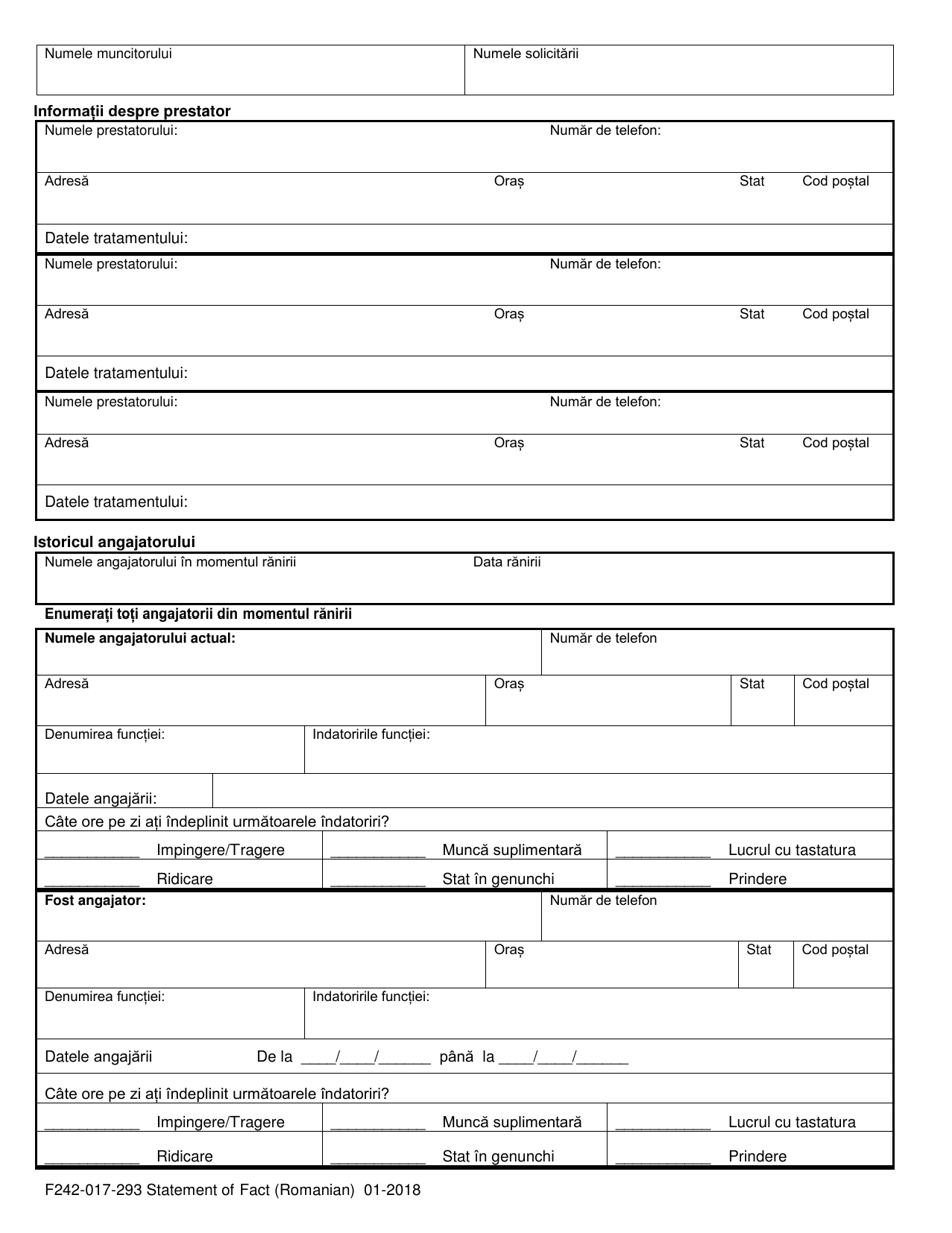 Form F242-017-293 Statement of Facts - Washington (Romanian), Page 2