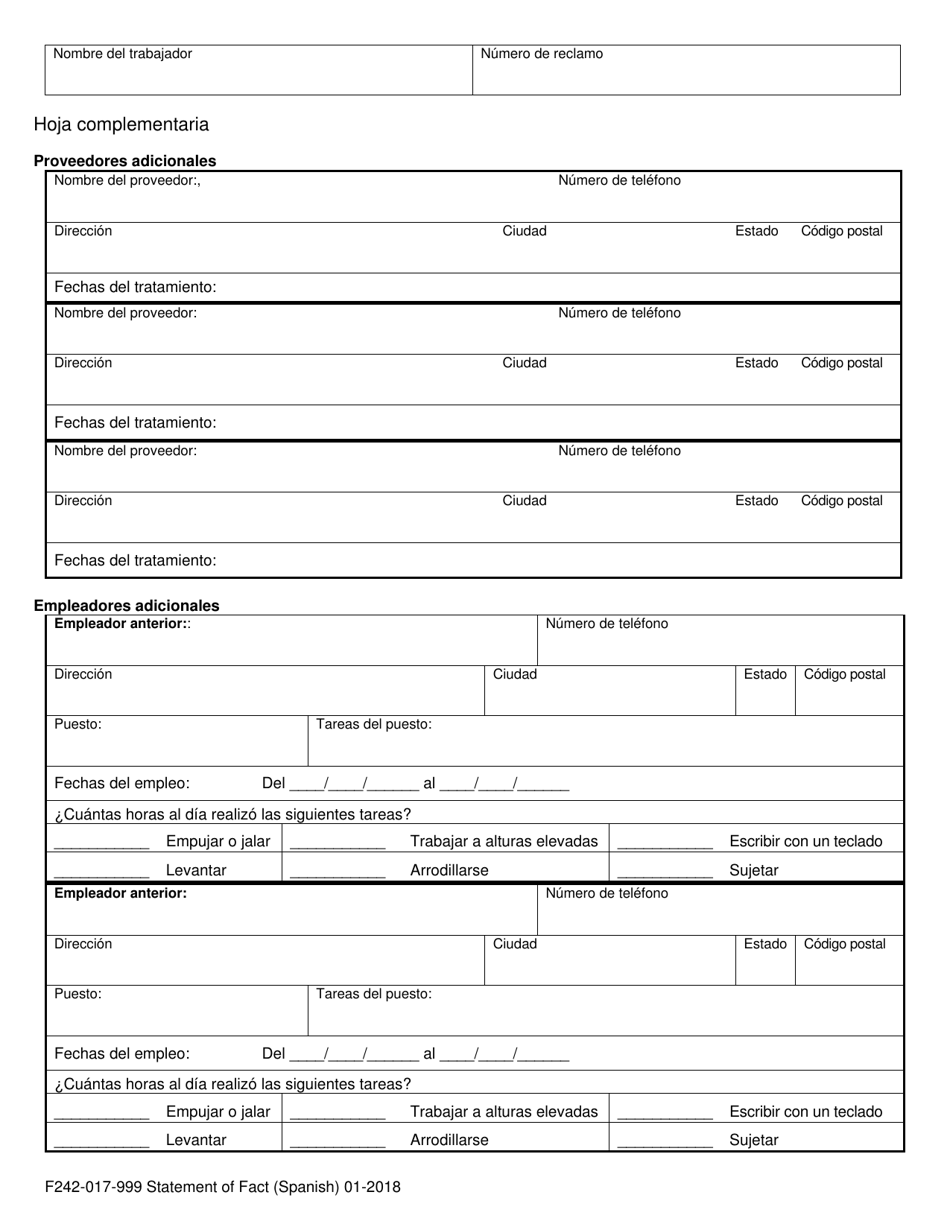 Formulario F242-017-999 Declaracion De Hechos - Washington (Spanish), Page 4