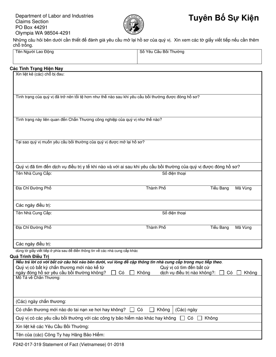 Form F242-017-319 Statement of Facts - Washington (Vietnamese), Page 1