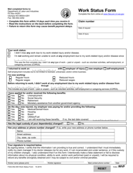 Form F242-052-000 Work Status Form (Formerly Worker Verification Form) - Washington