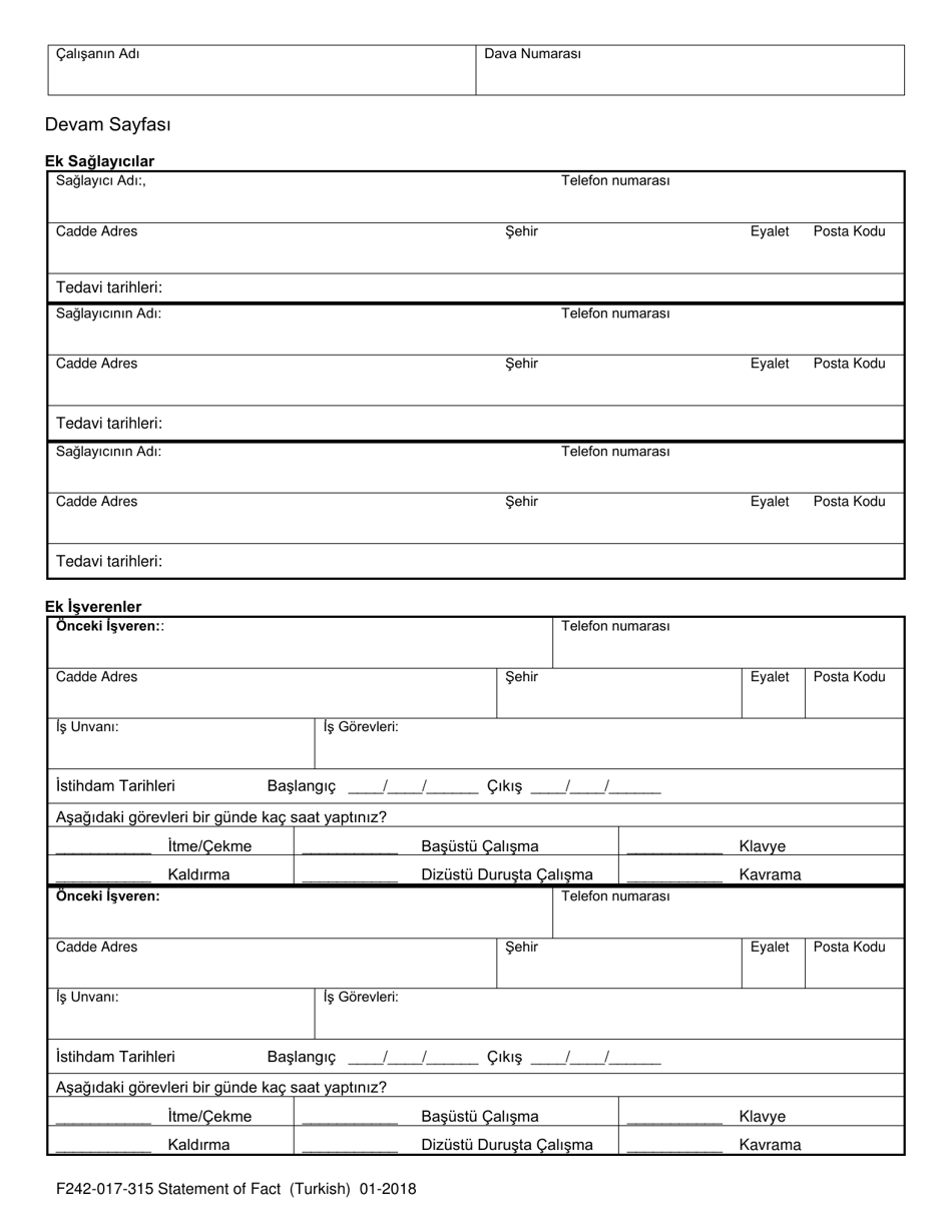 Form F242-017-315 Statement of Facts - Washington (Turkish), Page 4