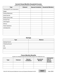 Form F240-007-000 Structured Settlement Income and Expense Worksheet - Washington, Page 2