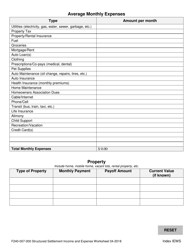 Form F240-007-000 Structured Settlement Income and Expense Worksheet - Washington, Page 3