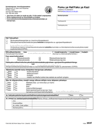 Form F242-052-305 Work Status Form - Washington (Swahili)