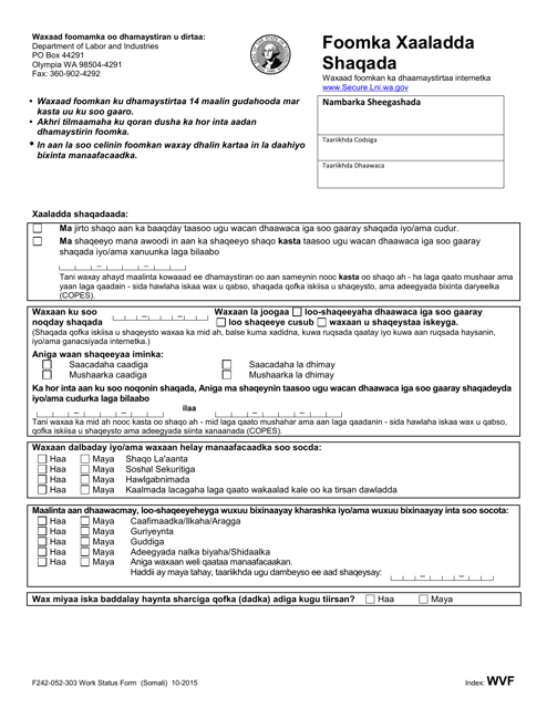 Form F242-052-303 Work Status Form - Washington (Somali)
