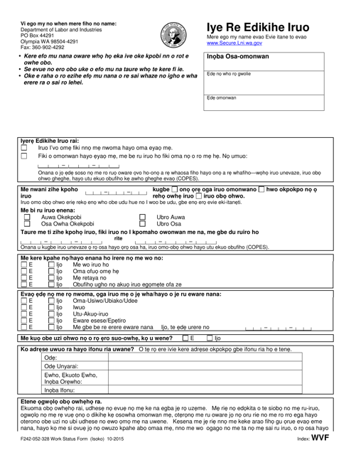 Form F242-052-328 Work Status Form - Washington (Isoko)