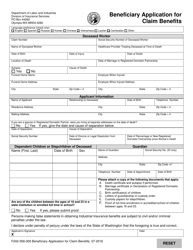 Document preview: Form F242-056-000 Beneficiary Application for Claim Benefits - Washington