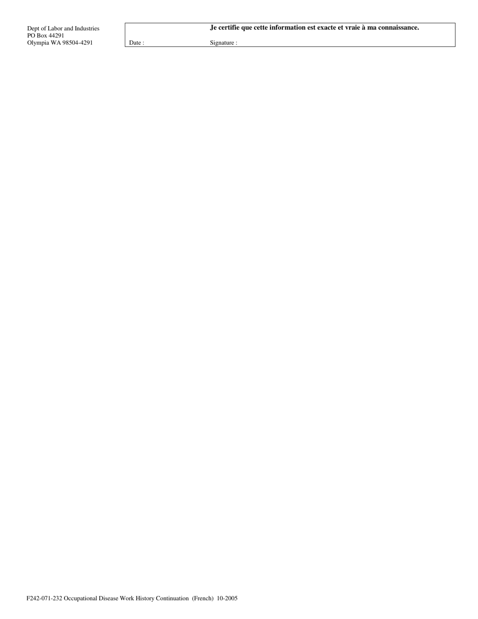 Form F242-071-232 Occupational Disease Work History - Washington (French), Page 4