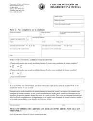 Formulario F242-382-999 Carta De Intencion De Registro En Una Escuela - Washington (Spanish)