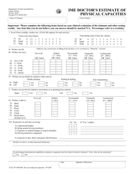 Document preview: Form F242-387-000 Ime Doctor's Estimate of Physical Capacities - Washington