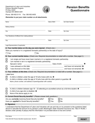 Document preview: Form F242-393-000 Pension Benefits Questionnaire - Washington