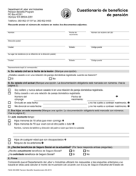 Formulario F242-393-999 Cuestionario De Beneficios De Pension - Washington (Spanish)