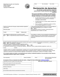Document preview: Formulario F242-420-999 Declaracion De Derechosde Conyuge O Pareja Domestica Registrada Sobreviviente a Recibir Beneficios Bajo El Seguro Industrial - Washington (Spanish)
