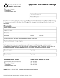 Document preview: Form F242-425-303 Legal Representation Notification - Washington (Somali)