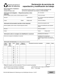 Formulario F245-030-999 Declaracion De Servicios De Capacitacion Y Modificacion De Trabajo - Washington (Spanish)