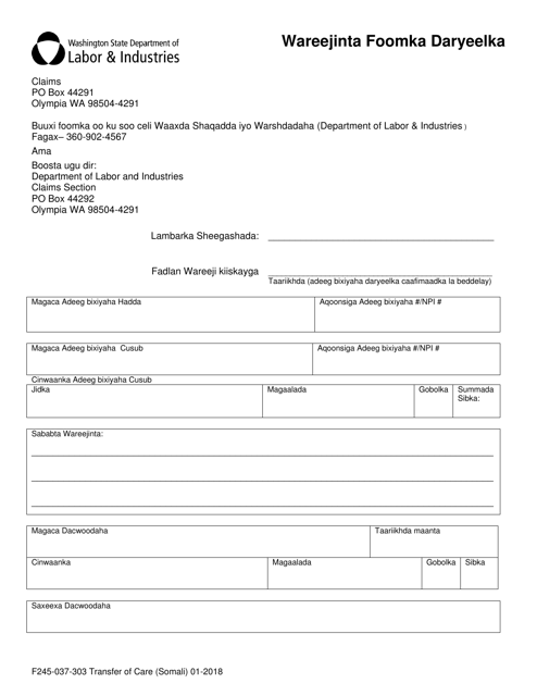 Form F245-037-303 Transfer of Care - Washington (Somali)