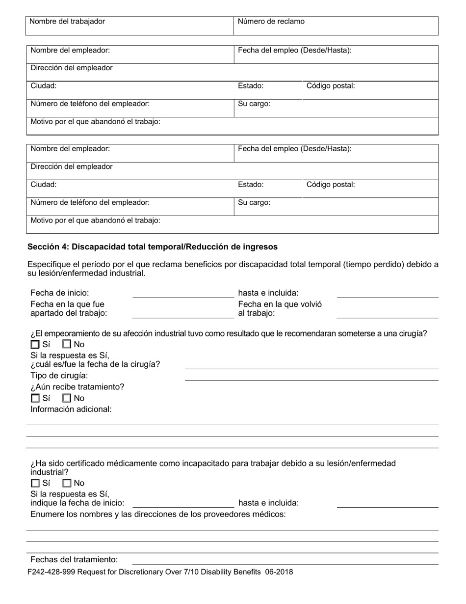 Formulario F242-428-999 Solicitud De Beneficios Discrecionales Por Discapacidad over 7 / 10 (Mas De 7 O 10) - Washington (Spanish), Page 7