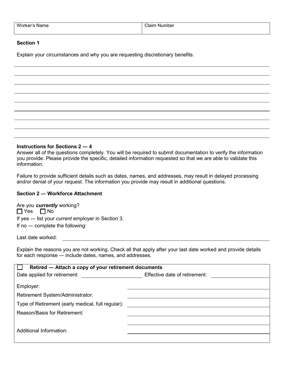 Form F242-428-000 Request for Discretionary Over 7 / 10 Disability Benefits - Washington, Page 2