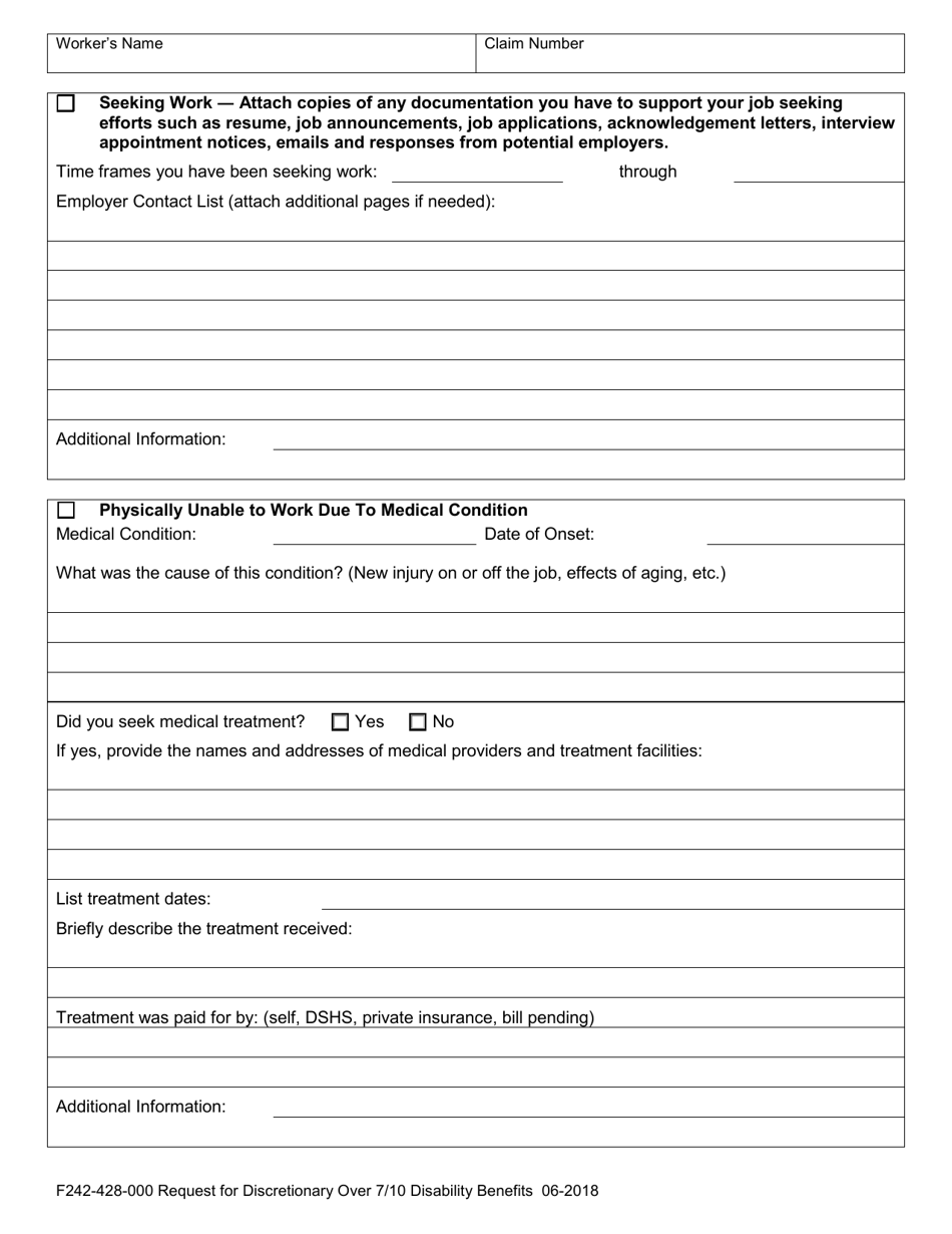 Form F242-428-000 Request for Discretionary Over 7 / 10 Disability Benefits - Washington, Page 4