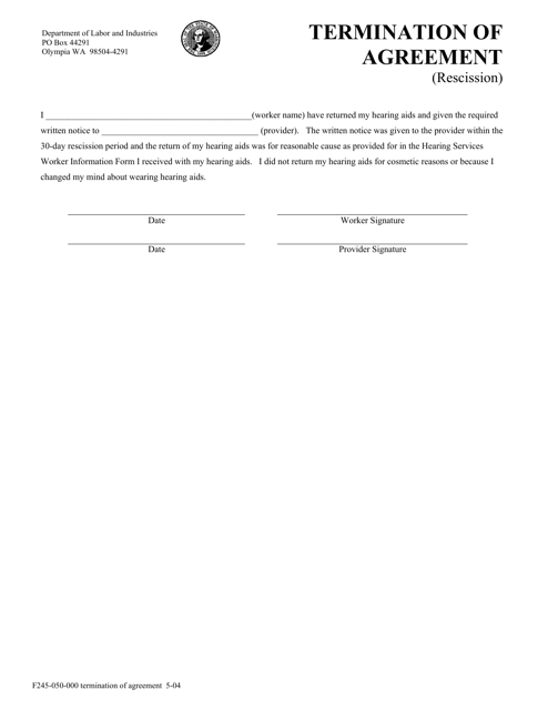 Form F245-050-000 Termination of Agreement (Rescission) - Washington
