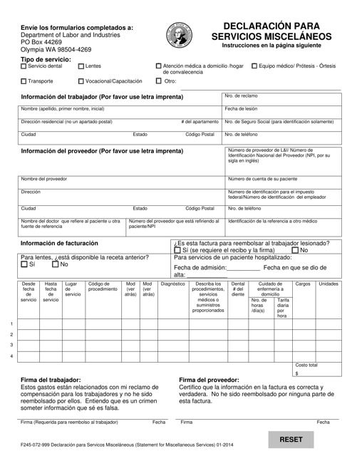 Form F245-072-999  Printable Pdf