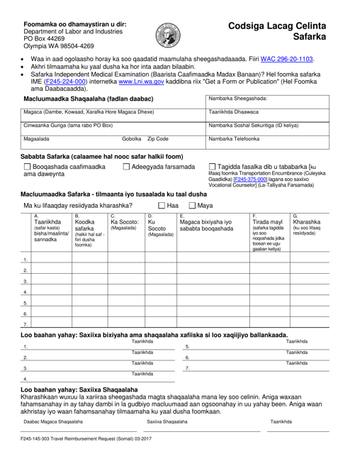 Form F245-145-303 Travel Reimbursement Request - Washington (Somali)