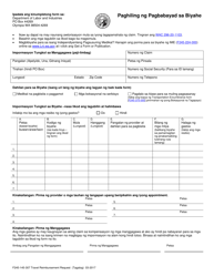 Document preview: Form F245-145-307 Travel Reimbursement Request - Washington (Tagalog)