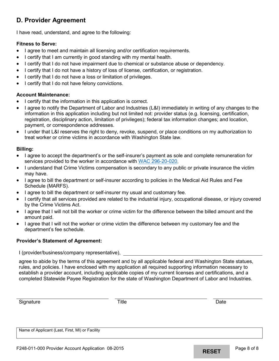 Form F245-055-000 Submission of Provider Credentials for Interpretive Services - Washington, Page 10