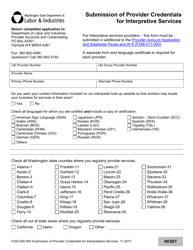 Form F245-055-000 Submission of Provider Credentials for Interpretive Services - Washington