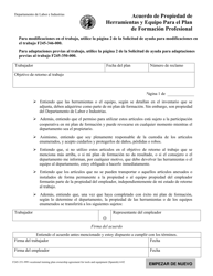 Formulario F245-351-999 Acuerdo De Propiedad De Herramientas Y Equipo Para El Plan De Formacion Profesional - Washington (Spanish)