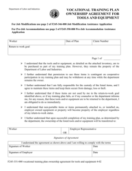 Document preview: Form F245-351-000 Vocational Training Plan Ownership Agreement for Tools and Equipment - Washington