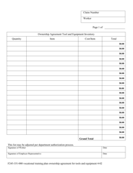 Form F245-351-000 Vocational Training Plan Ownership Agreement for Tools and Equipment - Washington, Page 2