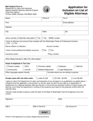 Document preview: Form F249-017-000 Application for Inclusion on List of Eligible Attorneys - Washington